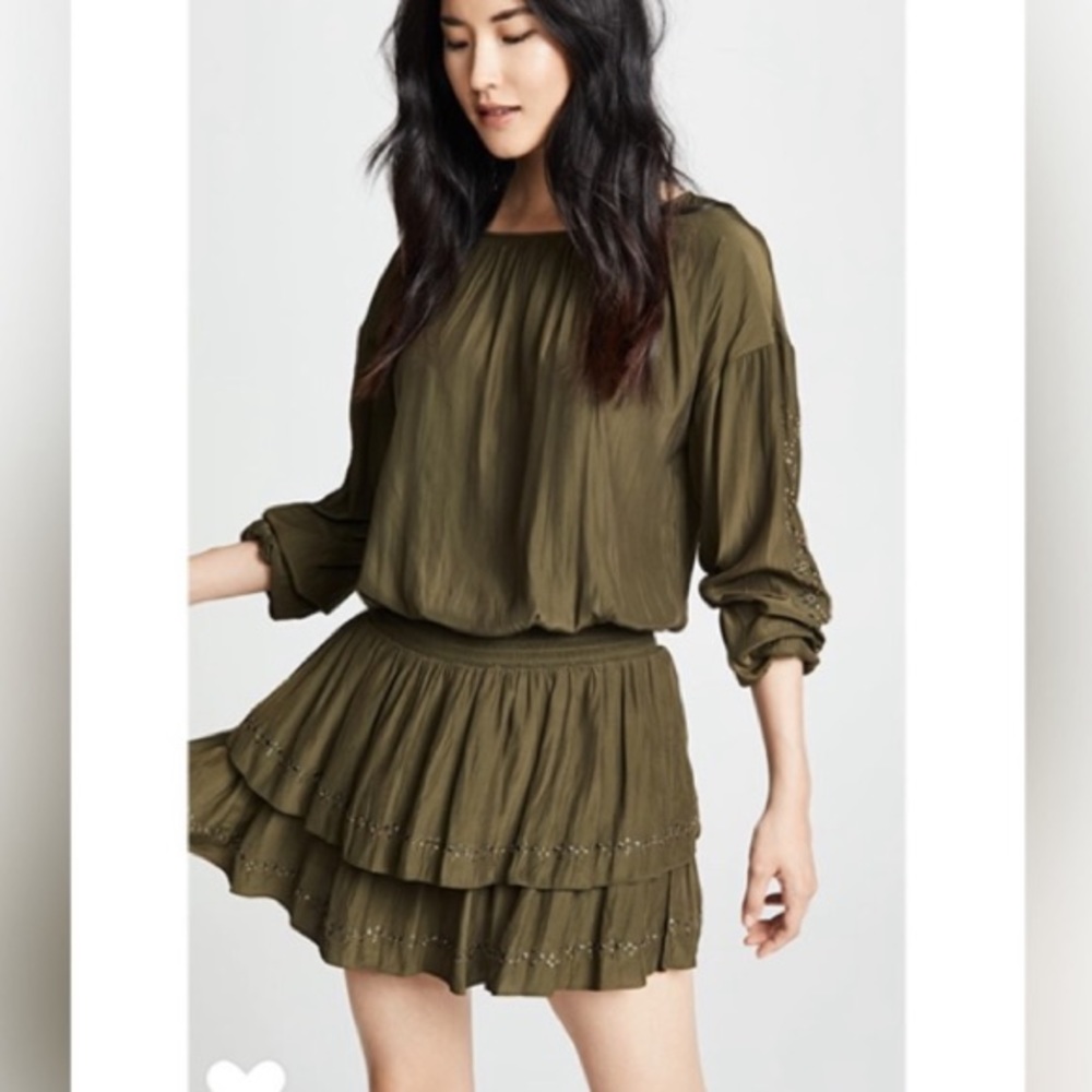 Ramy Brook Army Green Embellished mini dress